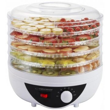 Deshidrator fructe/legume Esperanza EKD002, 250 W, Alb