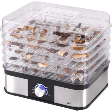 Deshidrator legume Lafe SGB001, 250 W, 5 tavi, Argintiu/Negru