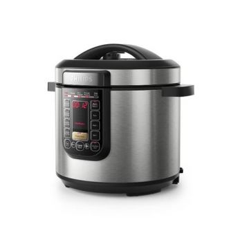 Multicooker Philips HD2237/40 All-in-One, oala cu invelis ProCeramic+, 1300 W, 6L, 7 moduri de gatire sub presiune, Pastrare la cald 12 ore, Controlul timpului (Argintiu)