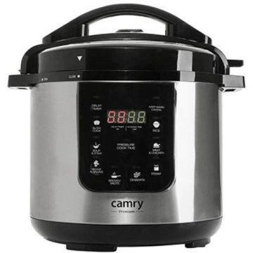 Oala sub presiune si slow cooker CR6409 1000W 6 litri Argintiu